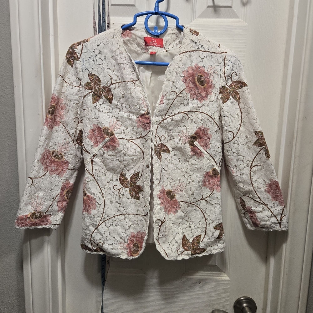 Oscar De La Renta Floral Lace Women's Jacket Size 4
